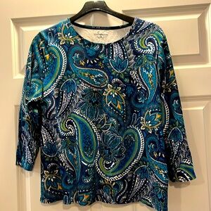 Blue/green Paisley Top 1X